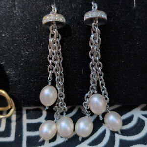 Vintage Silver And Pearl Dangle